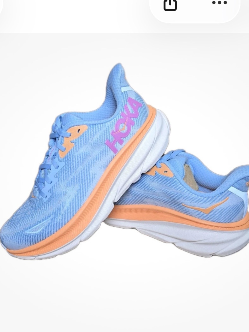 Hoka Women's Clifton 9 Running Shoe - Airy Blue with Peach Accents